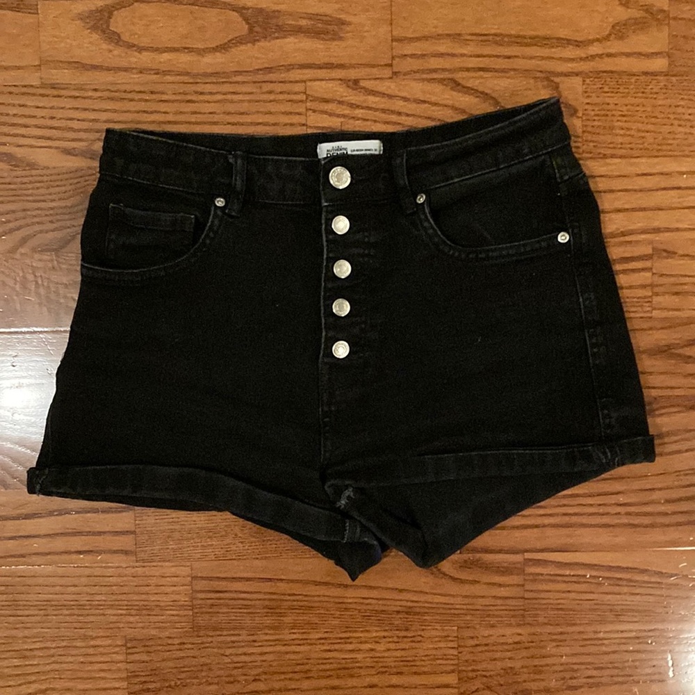 Zara Black Denim High Waisted Shorts